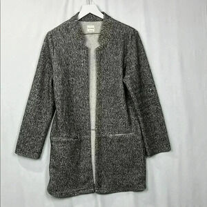 Ellison Womens Sweater Jacket M Soft Gray Open Front Long Lines Zip Pockets EUC
